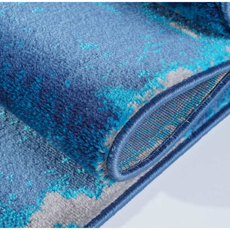 Tapis bleu abstrait Gouveia, Rectangle 7'10" x 10'5"