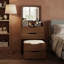 Meuble-lavabo moderne avec miroir éclairé et rangement, coiffeuse et tabouret pour chambre à coucher, vestiaire et salle de bain