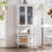 Rustproof Iron Bookcase with Glass Doors