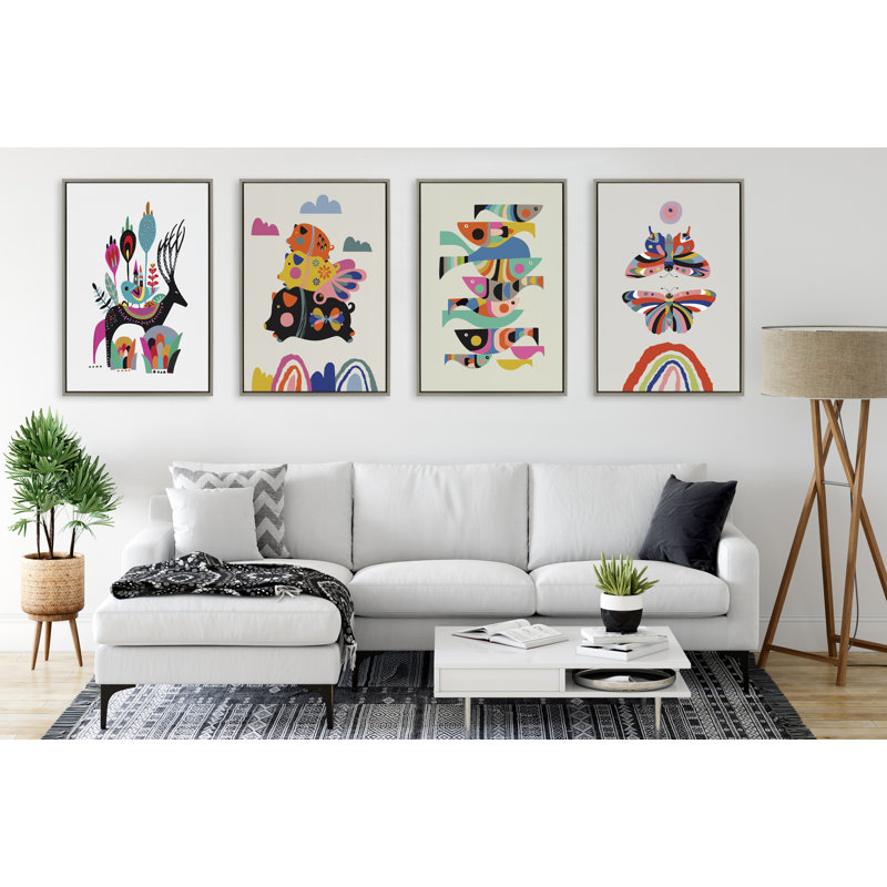 Under the Sea par Rachel Lee 3 Birdies Studio, reproduction d'art sur toile encadrée, 23 po x 33 po, gris