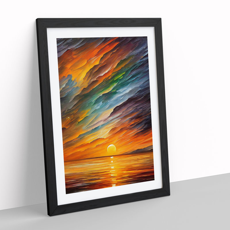 XV1022-3016X Ocean Sunrise No.3 - Single Picture Frame Print, 64cm H x 46cm W x 2cm D, Black
