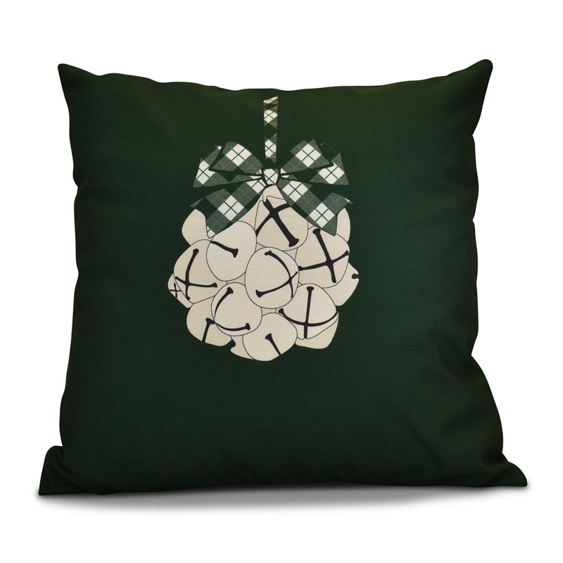Housse et insert de coussin carré extérieur Jump for Joy Jingle Bells, H 18 po x l 18 po, Vert foncé