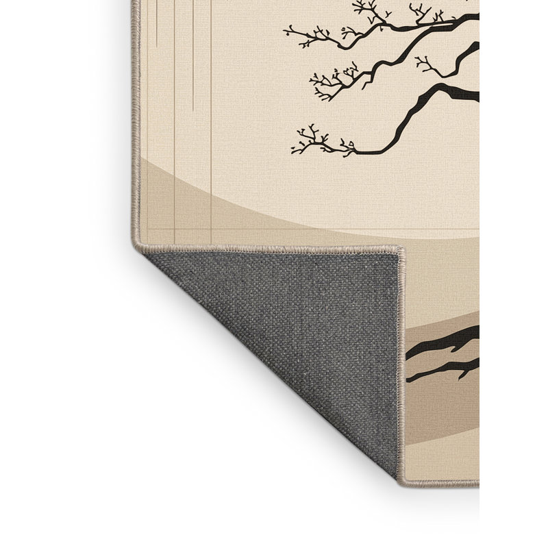 Tapis beige moelleux doux et moelleux à motif de bonsaï Scott, 2 pi x 3 pi