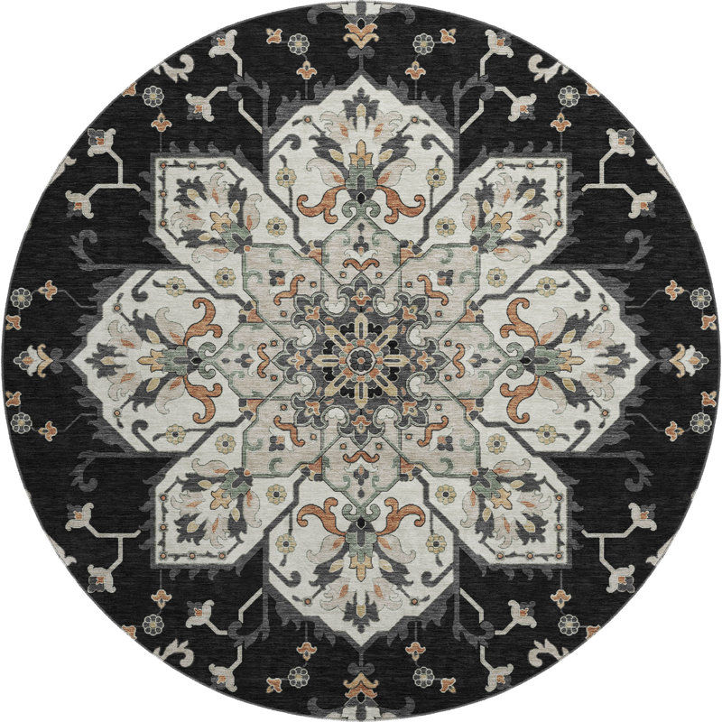 Tapis de qualité supérieure lavable à la machine Mayfield AMF2194 global, Noir, Rond 8 pi