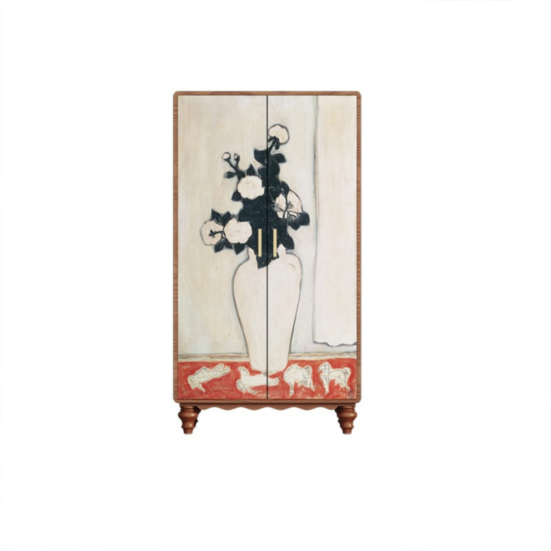 Garde-robe moderne pour chambre double, Noyer / blanc ivoire