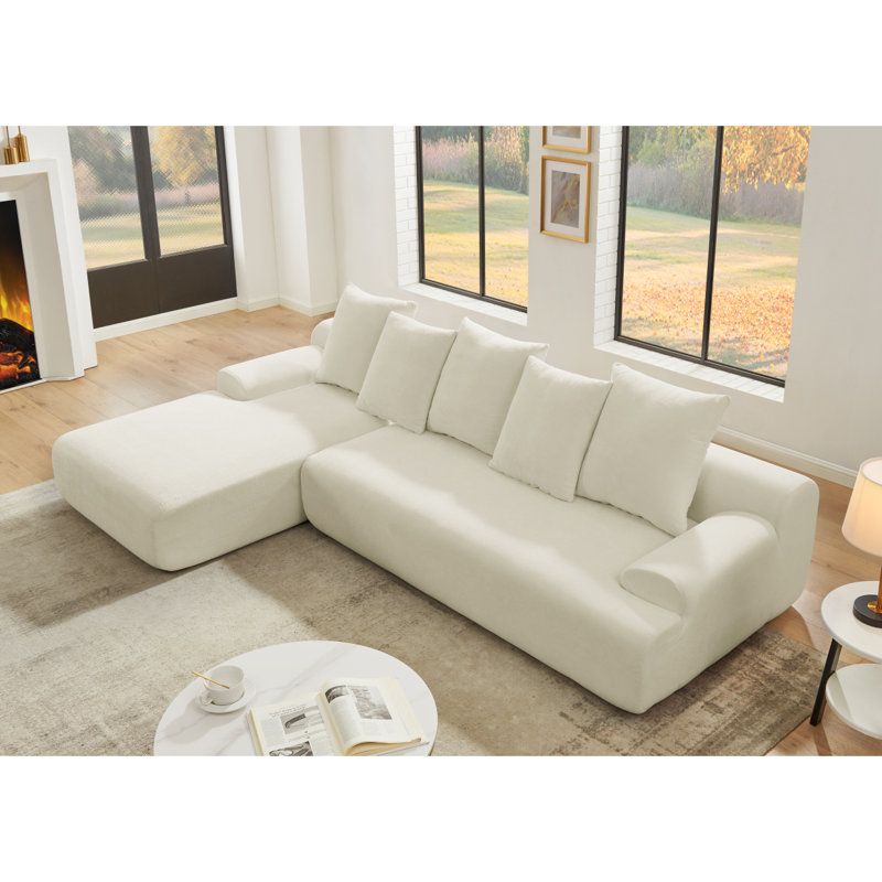 Modern Upholstered L-Shape Sectional Sofa, Beige