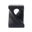 Table d'appoint torsadée noire avec texture bois, usage intérieur/extérieur, 30 cm de large, 40,6 cm de hauteur, capacité de 90,7 kg, prête à l'emploi, design et veinage, usages multiples pour la maison et le jardin, 30 x 40,6 cm.