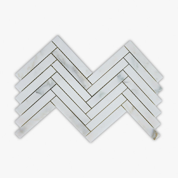 Calacatta 16" x 8" Marble Chevron Mosaic Wall & Floor Tile
