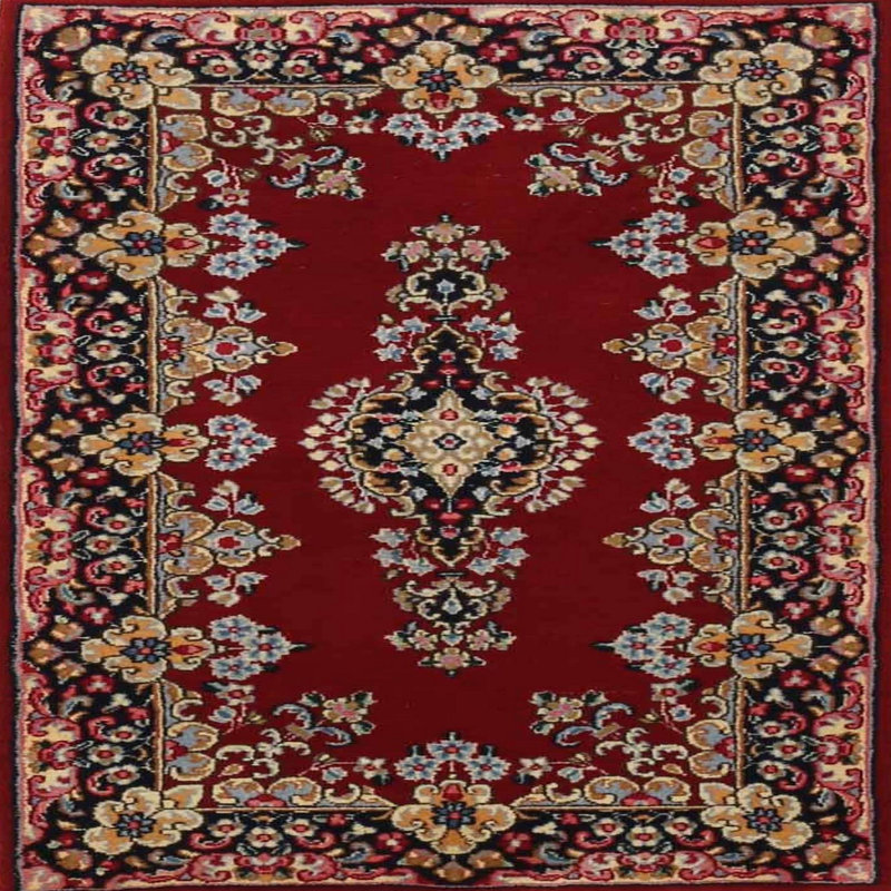 Tapis traditionnel rouge / beige Hooli, Carré 4 pi