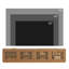 Wood Grain Slatted TV Stand, Modern Low Profile Media Console Cabinet with Storage Shelves-973870328