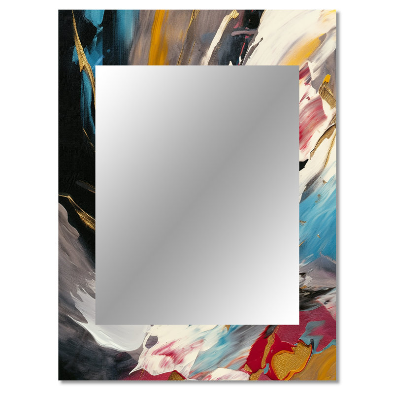 Smooth Bliss abstrait or noir bleu I - peinture abstraite, miroir mural unique, art moderne, 40 po x 30 po