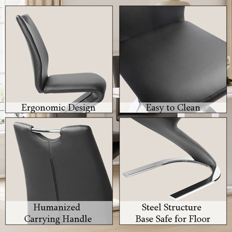 Cemal Modern Ottoman Bench with Mermaid Dining Chairs, Black