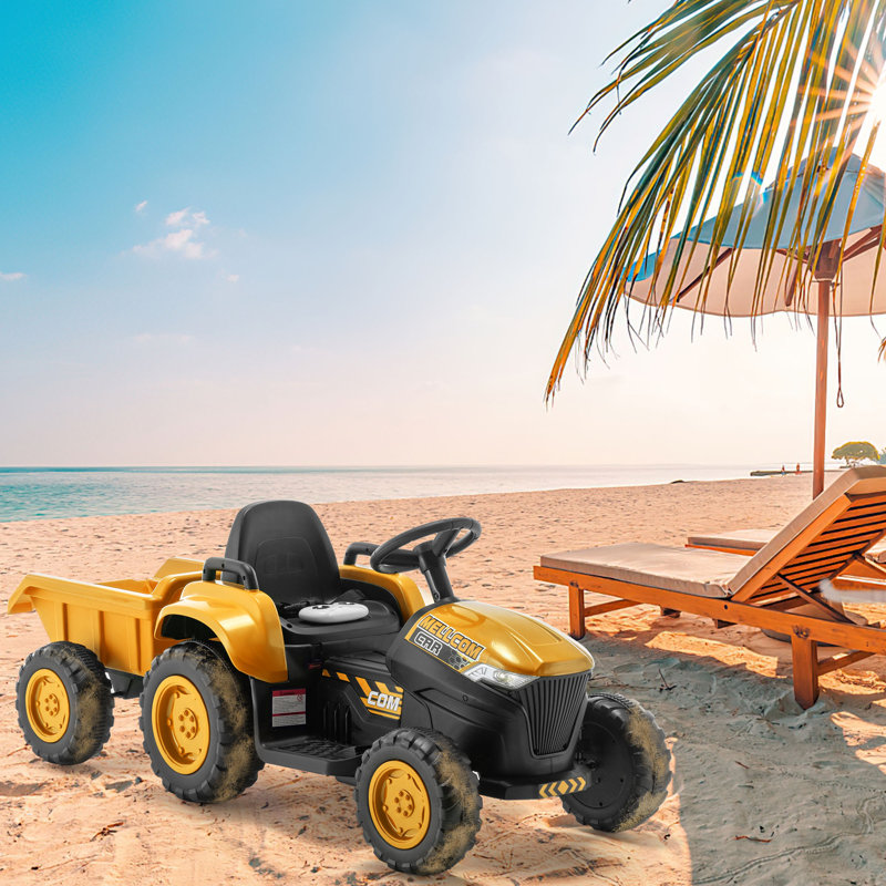 Ride On Tractor with Remote Control, Yellow