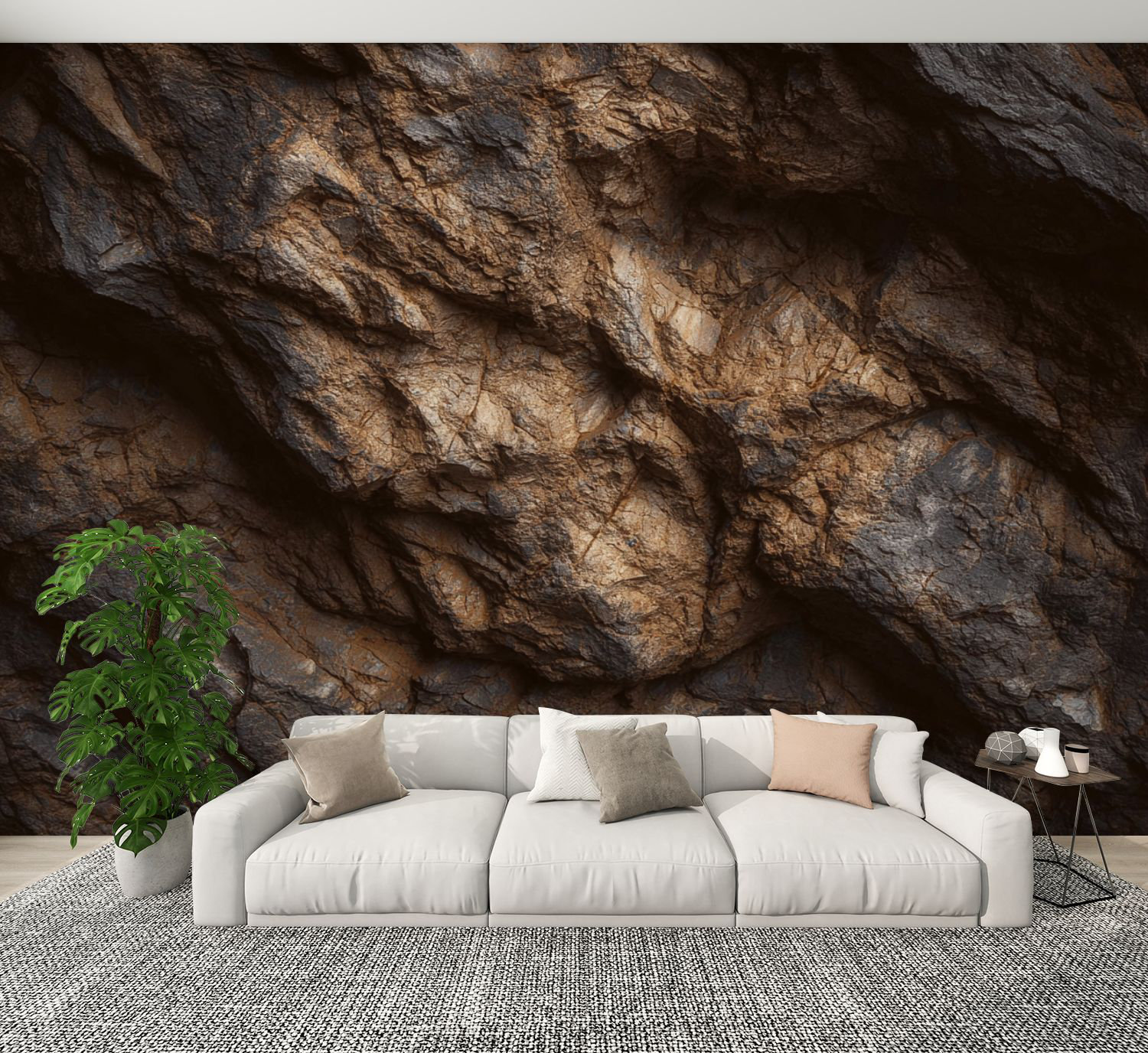 Red Barrel Studio® Peel and Stick Wallpaper Black dark brown gray stone ...