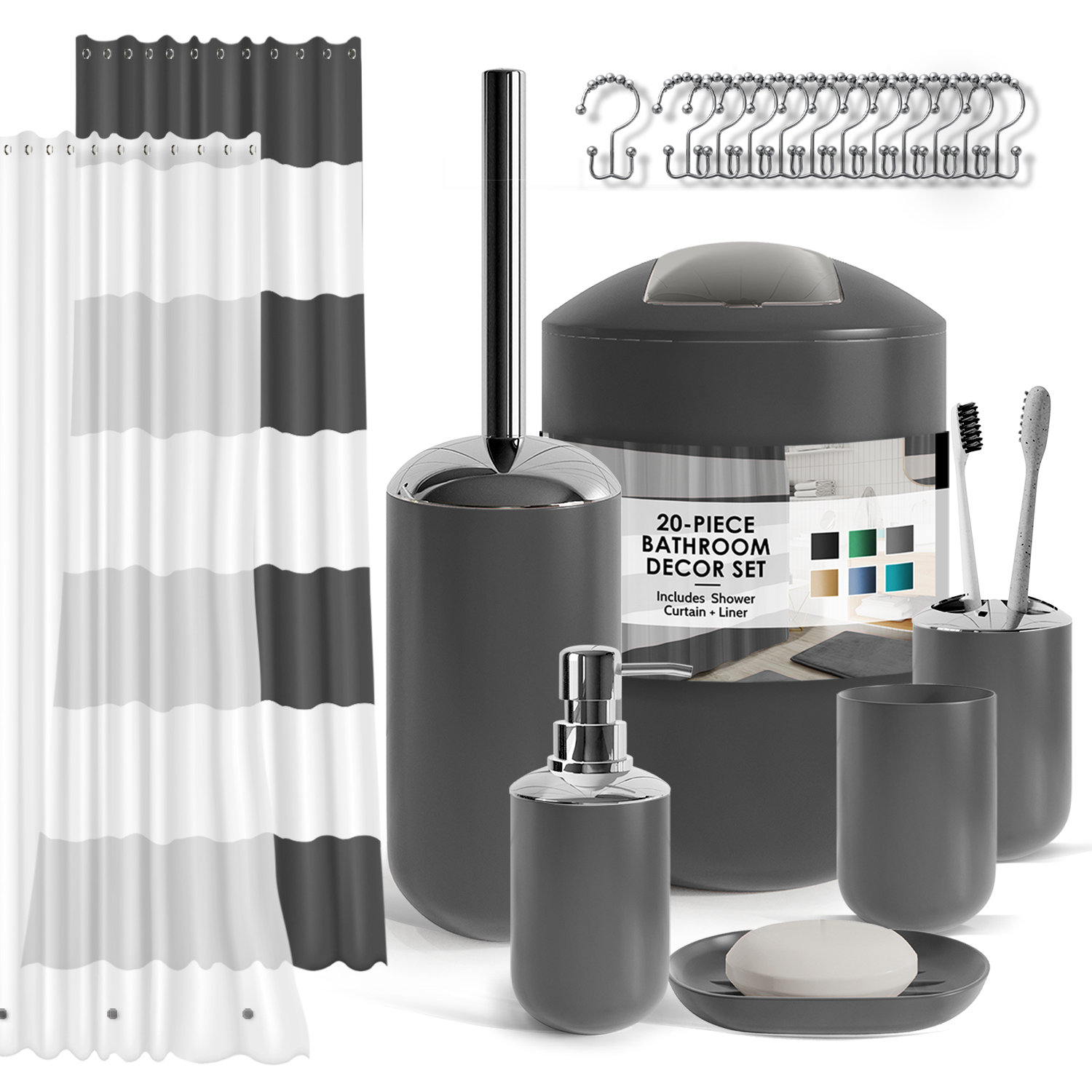 Clara Clark 20 Piece Complete Bathroom Accessory Set with Shower ...