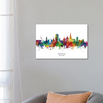 Rostock Deutschland Skyline by Michael Tompsett - 1 Piece Wrapped Canvas Painting