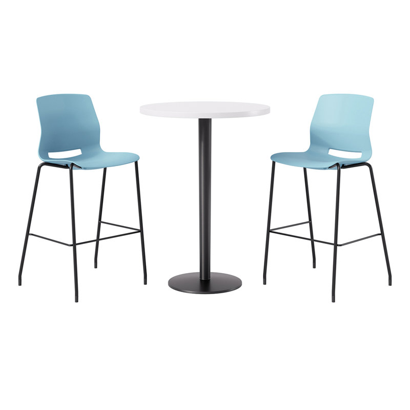 2 - Person Bar Height Dining Set, White, Blue/Black