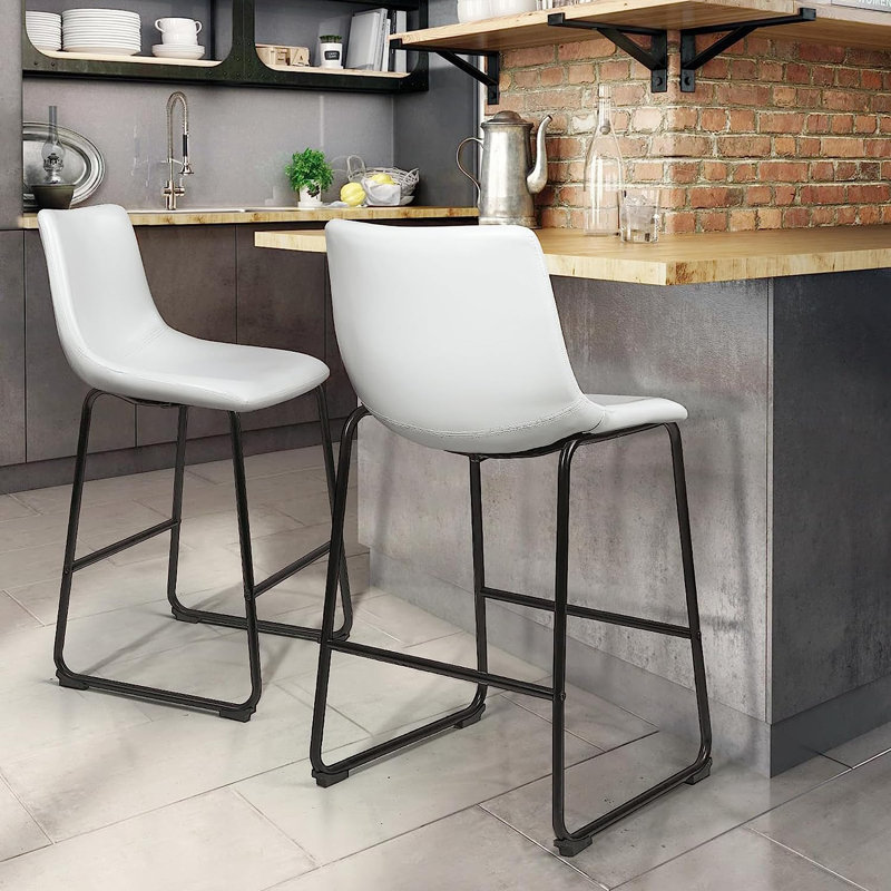 Tabourets de bar Julienn, Blanc, Tabouret de comptoir (assise de 26 po de hauteur)