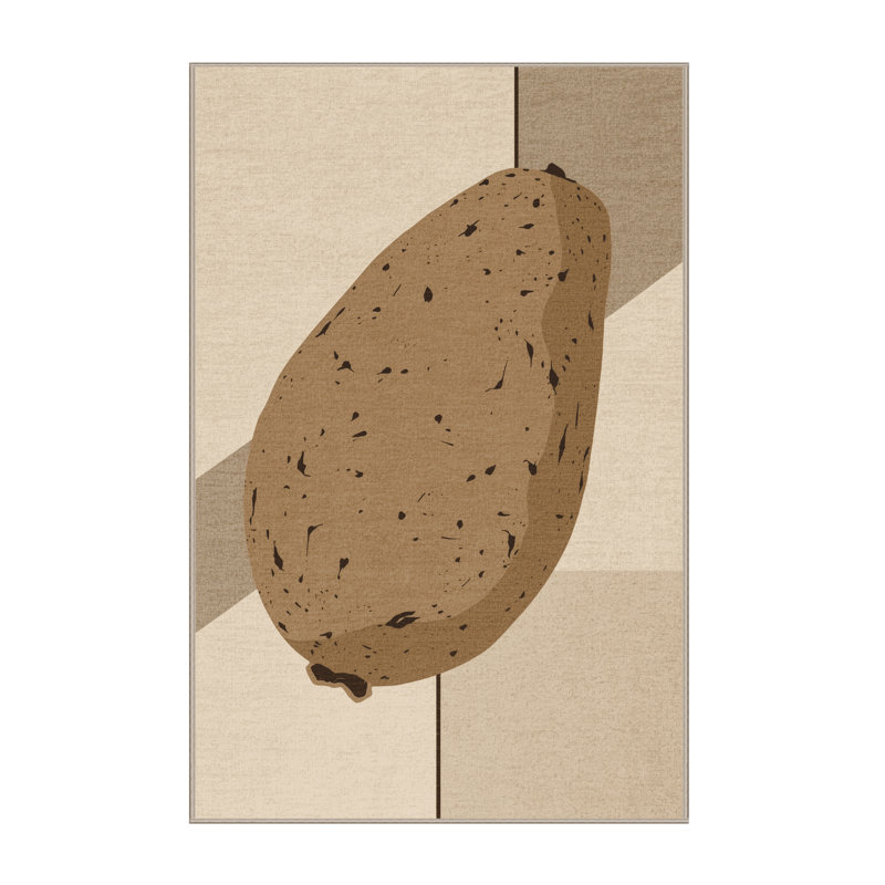 Soft Plush Nyack Potato Rustic Area Rug in Beige – Beige Binding, 2x4
