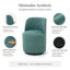 Fauteuil d'appoint pivotant en lin, tabouret de meuble-lavabo rond à dossier courbé, fauteuil d'appoint rembourré confortable pour coin-salon de chambre à coucher-132380256