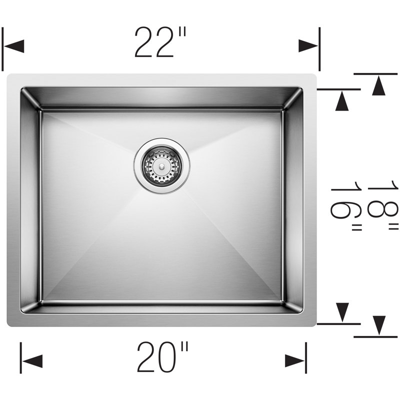 Precision R10 22" Single Bowl Undermount Stainless Steel Kitchen Sink
