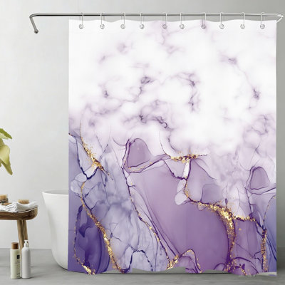Rideau de douche en marbre doré lavande compacte 72 x 72 po