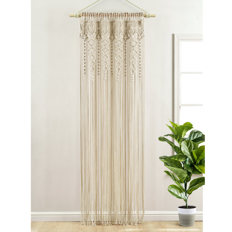 Reyna Cotton Semi Sheer Curtain Single Panel, Ivory