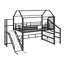 Lit mezzanine en métal avec glissières, escaliers et tablettes de rangement-1115261650