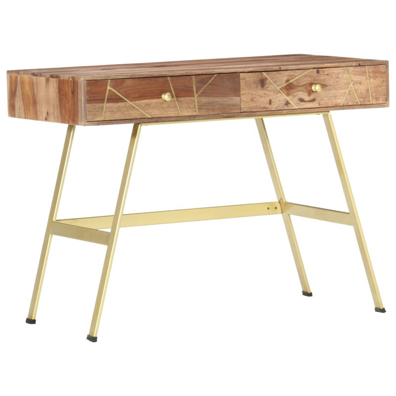 Writing Desk with Drawers 39.4" x 21.7" x 29.5" Solid Sheesham Wood, Dark Brown