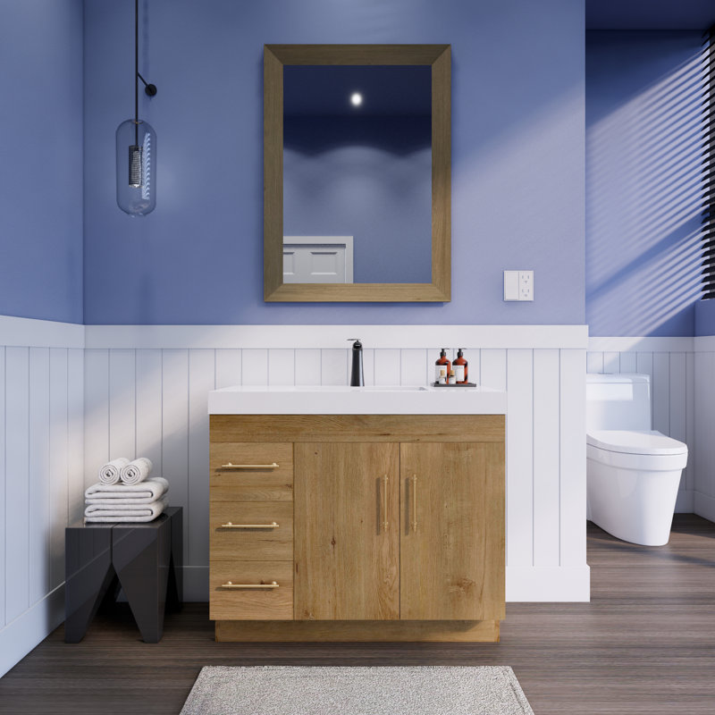 Ensemble de meuble-lavabo simple 42 po Lishani Spring, Chêne et teck