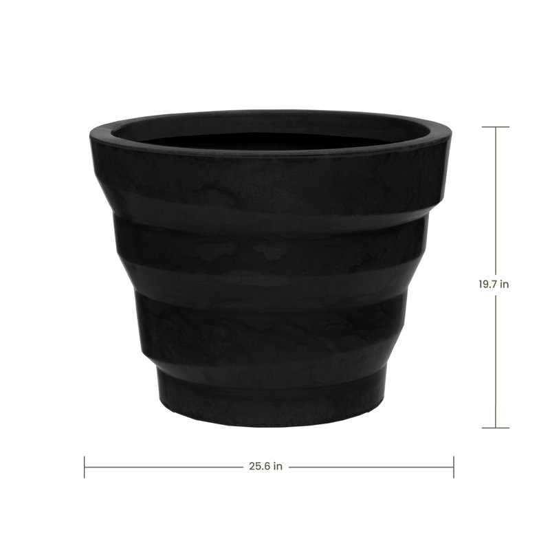 Pot à fleurs rond Kaofen ECOBO EcoFriendly, Gris foncé, H 19,7 po x l 25,6 po x P 25,6 po