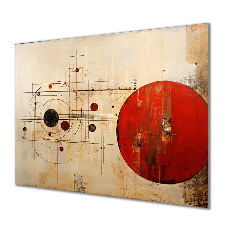 Lune rouge mercure rétrograde - paysage abstrait, art mural, Métal métal, H 24 po x l 32 po