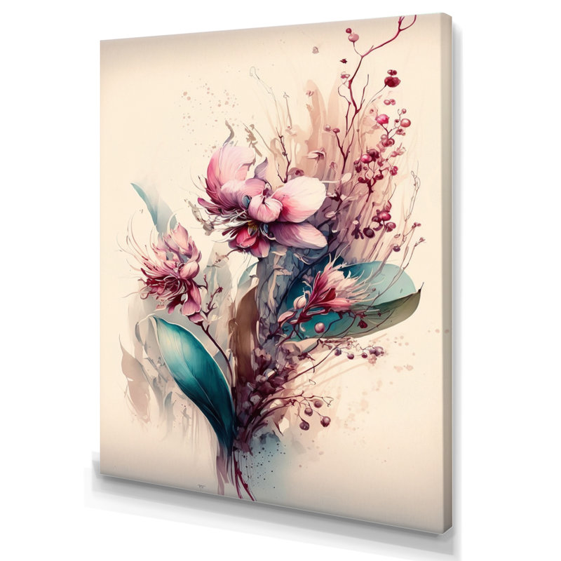 «Orchid Floral Design II», reproduction sur toile, H 32 po x l 16 po x P 1 po, Toile tendue