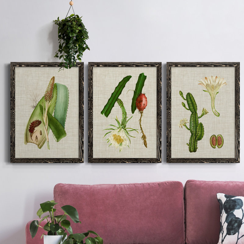 «Elegant Tropicals I», ensemble de 3 reproductions d'art sur toile, H 31,5 po x l 47 po x P 1,5 po, Noir