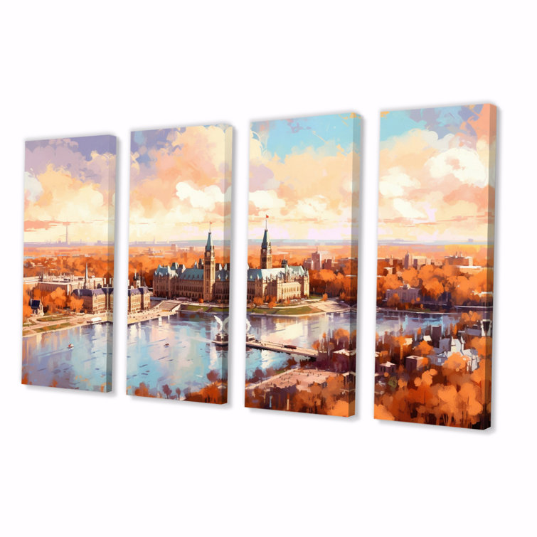 DesignArt Sunny On Ottawa River On Canvas 4 Pieces Print | Wayfair
