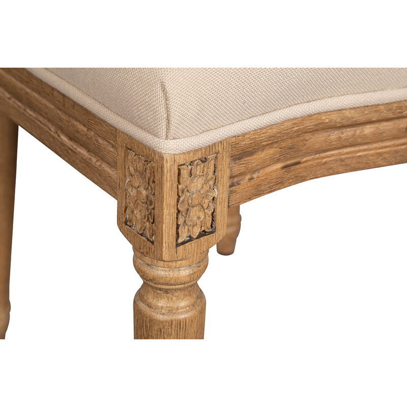 18'' H Linen Upholstered Oak Side Chair