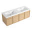 Meuble-lavabo mural 60 po avec double lavabo en résine, 4 portes à fermeture douce, chêne original, contreplaqué (KD-PACKING)