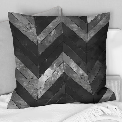 Coussin Mid-Century noir à chevrons Delight - Mid-Century