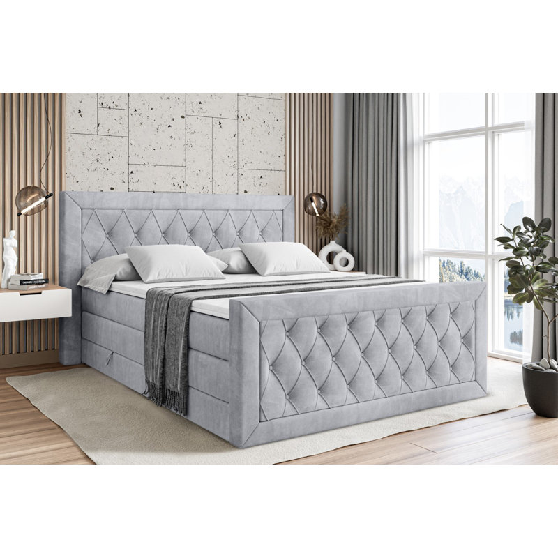 Falkner Pocket Spring Mattress Divan Bed Set, Light gray, 140 x 200cm