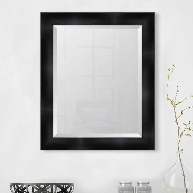 Miroir mural cadre en résine noire, H 34,5 po x l 28,5 po