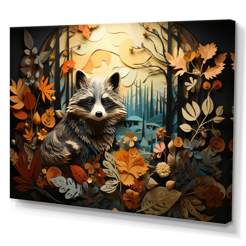 Curious Raccoon Collage I, Toile tendue, H 12 po x l 20 po x P 1 po