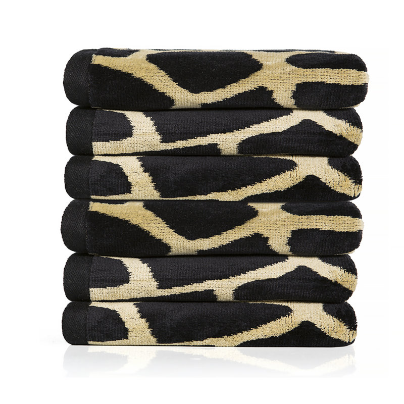 Ensemble de serviettes de bain 100% coton en velours teint en jacquard Girafe