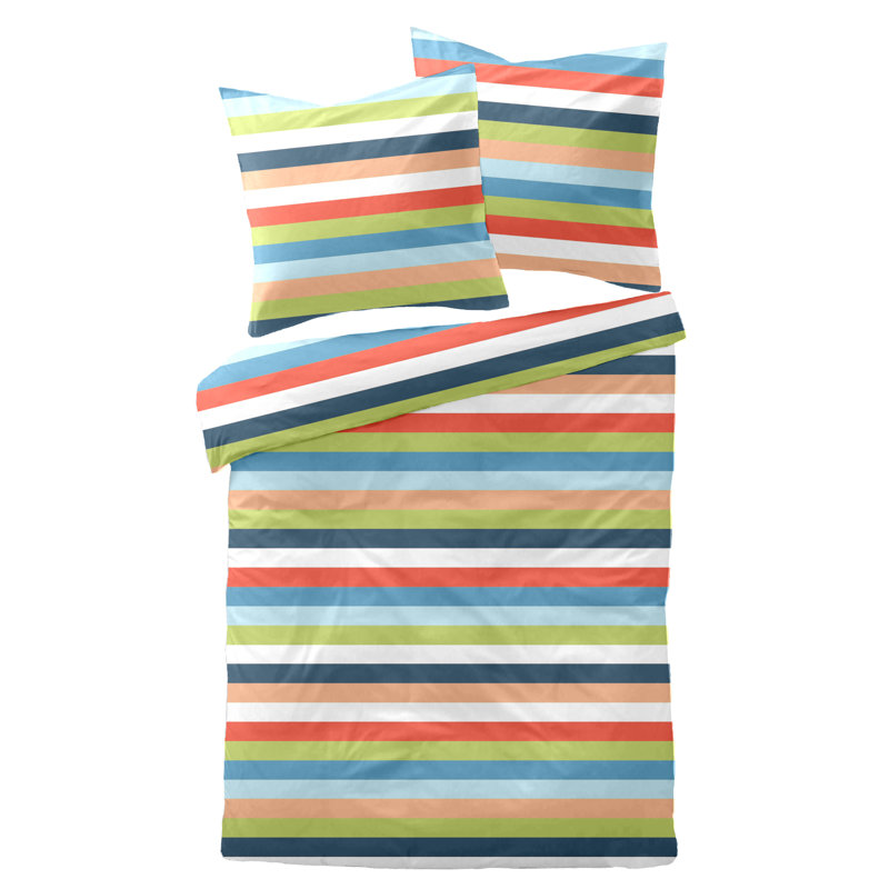 Summer Delight Striped Duvet Cover Set with Pillowcases Included