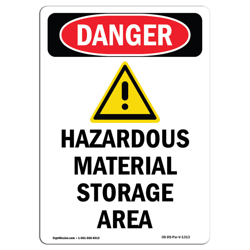 Panneau de danger pour matières dangereuses, H 18 po x l 12 po x P 0,1 po