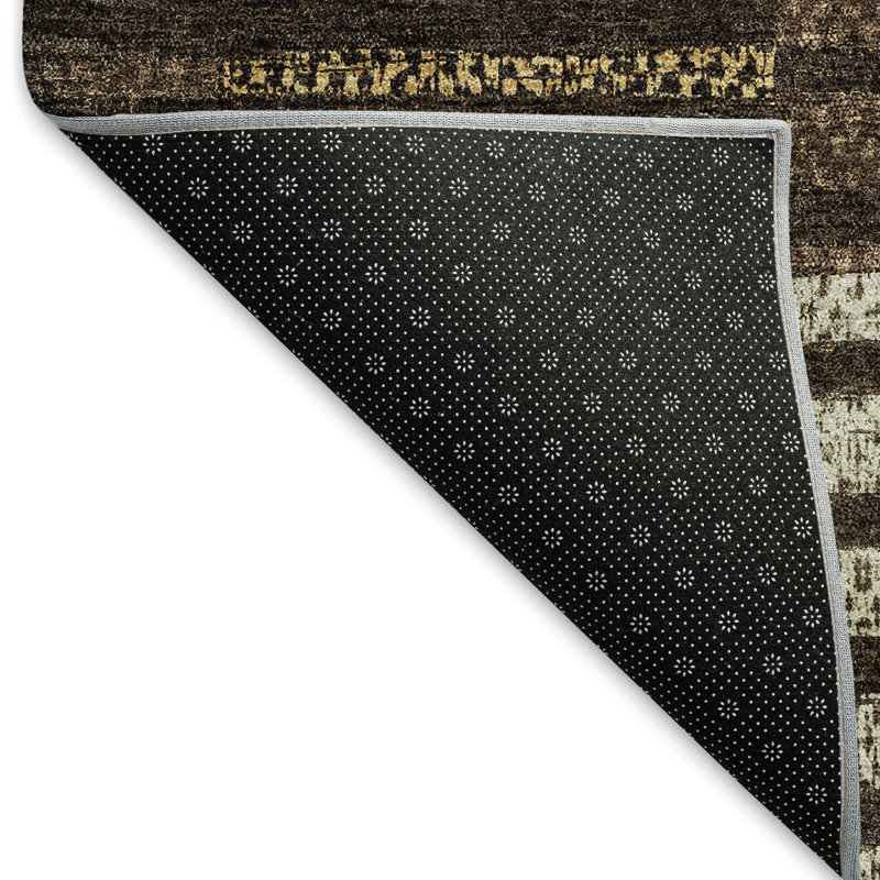 Premium Machine Washable Prisco Chocolate Rug, Rectangle 10' x 14'