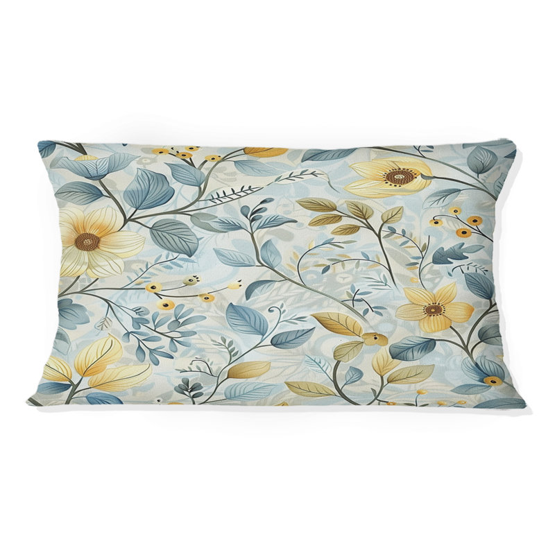 Coussin lombaire transitionnel Blue Gold Floral Gardens II