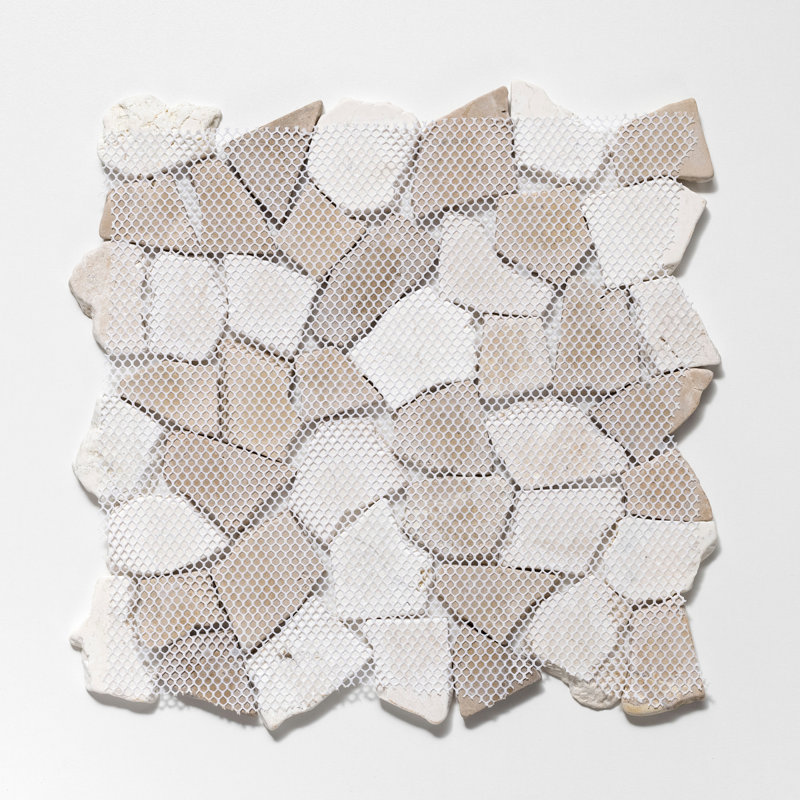 11" x 11" Fit Random Mosaic Wall & Floor Tile, Tan and White