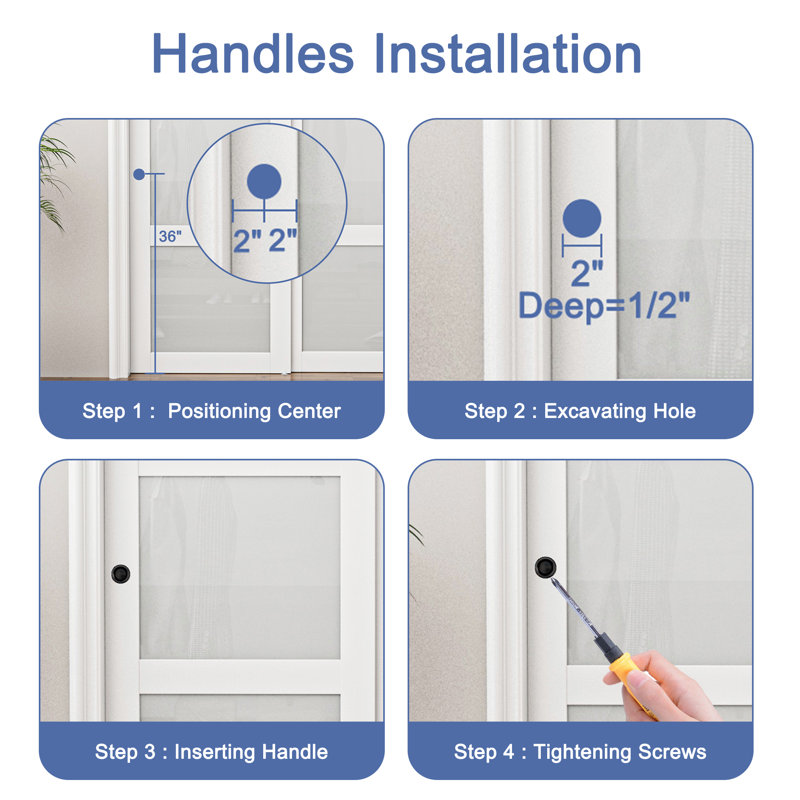 72 in. x 80 in. White MDF Sliding Door with Frosted Glass Panels