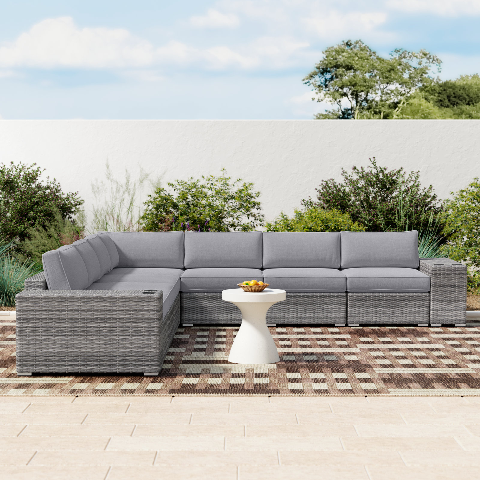 Minnesota 130" Patio Sectional, Mixed Gray