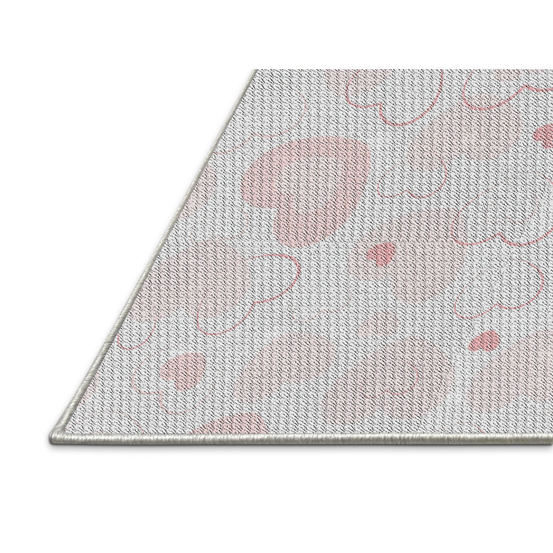 Tapis rose pâle/crème à motifs, Rectangle 5 pi x 8 pi